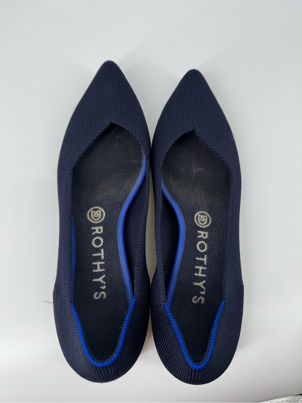 Rothy’s Women's Navy Pointed Toe Knit Flat Comfort Office Casual Shoes Size 9